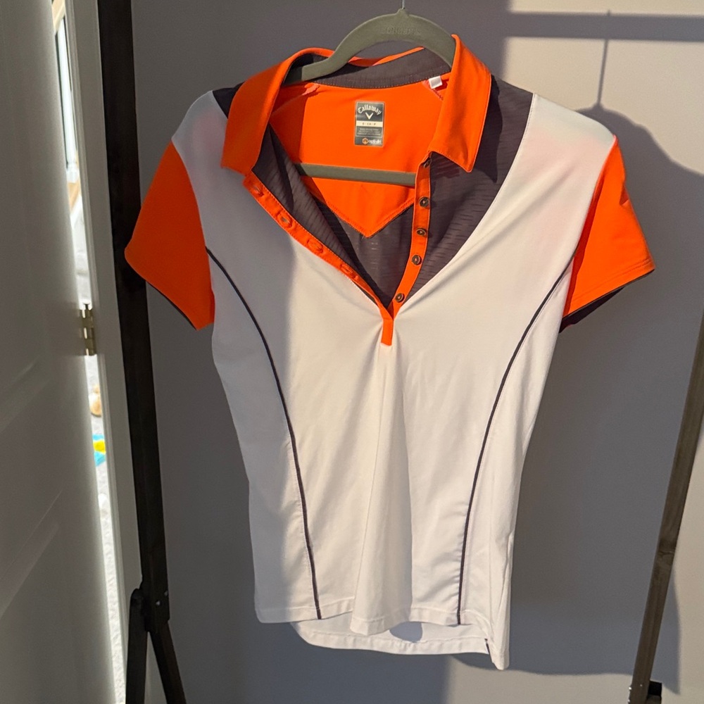 Orange and White Callaway Polo Shirt